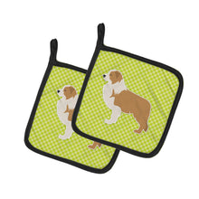 Load image into Gallery viewer, Red Border Collie Checkerboard Green Pot Holders - Set of 2 - Heat-Resistant Kitchen Essentials BB3822PTHD