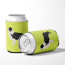 Load image into Gallery viewer, Black Border Collie Checkerboard Green Can or Bottle Hugger BB3823CC