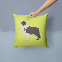 Load image into Gallery viewer, Black Border Collie Checkerboard Green Throw Pillow - 14x14 Decorative Pillow – Art for Your Home &amp; Patio BB3823PW1414