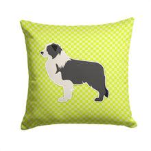 Load image into Gallery viewer, Black Border Collie Checkerboard Green Throw Pillow - 14x14 Decorative Pillow – Art for Your Home &amp; Patio BB3823PW1414