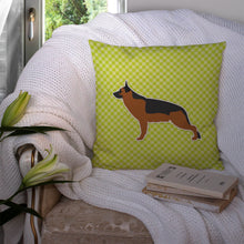 Load image into Gallery viewer, German Shepherd Checkerboard Green Throw Pillow - 14x14 Decorative Pillow – Art for Your Home &amp; Patio BB3824PW1414
