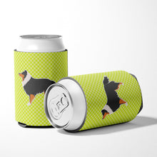 Load image into Gallery viewer, Sheltie/Shetland Sheepdog Checkerboard Green Can or Bottle Hugger BB3830CC