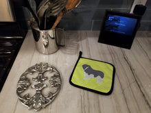 Load image into Gallery viewer, Polish Lowland Sheepdog Dog Checkerboard Green Pot Holders - Set of 2 - Heat-Resistant Kitchen Essentials BB3832PTHD