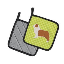 Load image into Gallery viewer, Australian Shepherd Dog Checkerboard Green Pot Holders - Set of 2 - Heat-Resistant Kitchen Essentials BB3833PTHD