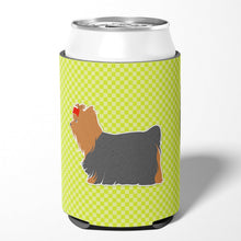 Load image into Gallery viewer, Yorkshire Terrier Yorkie Checkerboard Green Can or Bottle Hugger BB3834CC