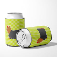 Load image into Gallery viewer, Yorkshire Terrier Yorkie Checkerboard Green Can or Bottle Hugger BB3834CC
