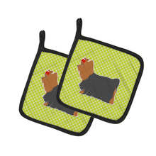 Load image into Gallery viewer, Yorkshire Terrier Yorkie Checkerboard Green Pot Holders - Set of 2 - Heat-Resistant Kitchen Essentials BB3834PTHD