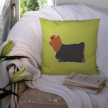 Load image into Gallery viewer, Yorkshire Terrier Yorkie Checkerboard Green Throw Pillow - 14x14 Decorative Pillow – Art for Your Home &amp; Patio BB3834PW1414