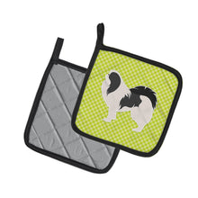 Load image into Gallery viewer, Japanese Chin Checkerboard Green Pot Holders - Set of 2 - Heat-Resistant Kitchen Essentials BB3837PTHD