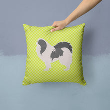 Load image into Gallery viewer, Japanese Chin Checkerboard Green Throw Pillow - 14x14 Decorative Pillow – Art for Your Home &amp; Patio BB3837PW1414