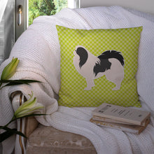 Load image into Gallery viewer, Japanese Chin Checkerboard Green Throw Pillow - 14x14 Decorative Pillow – Art for Your Home &amp; Patio BB3837PW1414