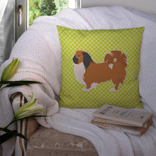 Load image into Gallery viewer, Pekingese Checkerboard Green Throw Pillow - 14x14 Decorative Pillow – Art for Your Home &amp; Patio BB3838PW1414