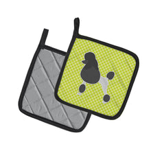 Load image into Gallery viewer, Poodle Checkerboard Green Pot Holders - Set of 2 - Heat-Resistant Kitchen Essentials BB3839PTHD