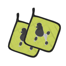 Load image into Gallery viewer, Poodle Checkerboard Green Pot Holders - Set of 2 - Heat-Resistant Kitchen Essentials BB3839PTHD