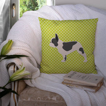 Load image into Gallery viewer, French Bulldog Checkerboard Green Throw Pillow - 14x14 Decorative Pillow – Art for Your Home &amp; Patio BB3841PW1414