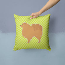 Load image into Gallery viewer, Pomeranian Checkerboard Green Throw Pillow - 14x14 Decorative Pillow – Art for Your Home &amp; Patio BB3842PW1414