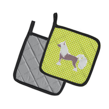 Load image into Gallery viewer, Chinese Crested Checkerboard Green Pot Holders - Set of 2 - Heat-Resistant Kitchen Essentials BB3843PTHD
