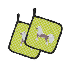 Load image into Gallery viewer, Chinese Crested Checkerboard Green Pot Holders - Set of 2 - Heat-Resistant Kitchen Essentials BB3843PTHD
