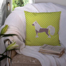 Load image into Gallery viewer, Chinese Crested Checkerboard Green Throw Pillow - 14x14 Decorative Pillow – Art for Your Home &amp; Patio BB3843PW1414