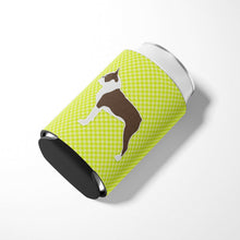 Load image into Gallery viewer, Boston Terrier Checkerboard Green Can or Bottle Hugger BB3844CC