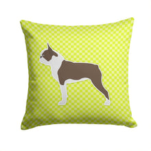 Load image into Gallery viewer, Boston Terrier Checkerboard Green Throw Pillow - 14x14 Decorative Pillow – Art for Your Home &amp; Patio BB3844PW1414