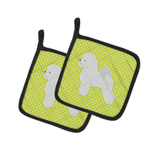 Load image into Gallery viewer, Bichon Frise Checkerboard Green Pot Holders - Set of 2 - Heat-Resistant Kitchen Essentials BB3845PTHD