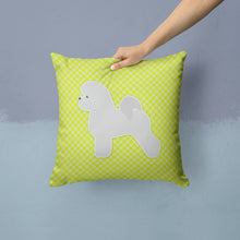 Load image into Gallery viewer, Bichon Frise Checkerboard Green Throw Pillow - 14x14 Decorative Pillow – Art for Your Home &amp; Patio BB3845PW1414
