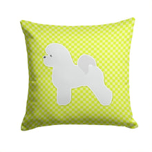 Load image into Gallery viewer, Bichon Frise Checkerboard Green Throw Pillow - 14x14 Decorative Pillow – Art for Your Home &amp; Patio BB3845PW1414