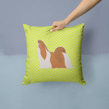 Load image into Gallery viewer, Shih Tzu Checkerboard Green Throw Pillow - 14x14 Decorative Pillow – Art for Your Home &amp; Patio BB3846PW1414