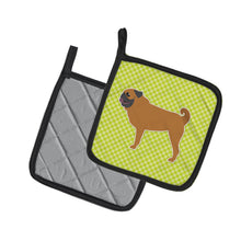 Load image into Gallery viewer, Pug Checkerboard Green Pot Holders - Set of 2 - Heat-Resistant Kitchen Essentials BB3847PTHD