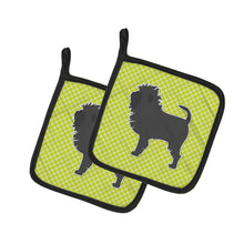 Load image into Gallery viewer, Affenpinscher Checkerboard Green Pot Holders - Set of 2 - Heat-Resistant Kitchen Essentials BB3848PTHD