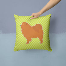 Load image into Gallery viewer, Chow Chow Checkerboard Green Throw Pillow - 14x14 Decorative Pillow – Art for Your Home &amp; Patio BB3851PW1414