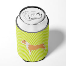 Load image into Gallery viewer, Staffordshire Bull Terrier Checkerboard Green Can or Bottle Hugger BB3854CC