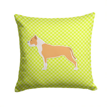 Load image into Gallery viewer, Staffordshire Bull Terrier Checkerboard Green Throw Pillow - 14x14 Decorative Pillow – Art for Your Home &amp; Patio BB3854PW1414