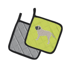Load image into Gallery viewer, English Mastiff Checkerboard Green Pot Holders - Set of 2 - Heat-Resistant Kitchen Essentials BB3856PTHD