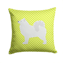 Load image into Gallery viewer, Samoyed Checkerboard Green Throw Pillow - 14x14 Decorative Pillow – Art for Your Home &amp; Patio BB3859PW1414