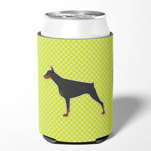 Load image into Gallery viewer, Doberman Pinscher Checkerboard Green Can or Bottle Hugger BB3860CC