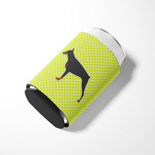Load image into Gallery viewer, Doberman Pinscher Checkerboard Green Can or Bottle Hugger BB3860CC