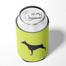 Load image into Gallery viewer, Doberman Pinscher Checkerboard Green Can or Bottle Hugger BB3860CC