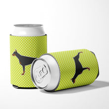 Load image into Gallery viewer, Doberman Pinscher Checkerboard Green Can or Bottle Hugger BB3860CC