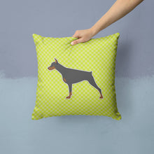 Load image into Gallery viewer, Doberman Pinscher Checkerboard Green Throw Pillow - 14x14 Decorative Pillow – Art for Your Home &amp; Patio BB3860PW1414