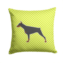 Load image into Gallery viewer, Doberman Pinscher Checkerboard Green Throw Pillow - 14x14 Decorative Pillow – Art for Your Home &amp; Patio BB3860PW1414
