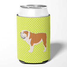 Load image into Gallery viewer, English Bulldog Checkerboard Green Can or Bottle Hugger BB3862CC