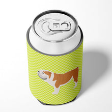 Load image into Gallery viewer, English Bulldog Checkerboard Green Can or Bottle Hugger BB3862CC