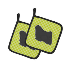Load image into Gallery viewer, Puli Checkerboard Green Pot Holders - Set of 2 - Heat-Resistant Kitchen Essentials BB3863PTHD