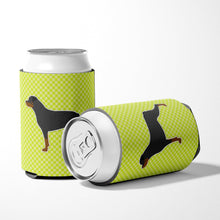 Load image into Gallery viewer, Rottweiler Checkerboard Green Can or Bottle Hugger BB3866CC