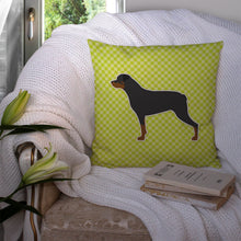 Load image into Gallery viewer, Rottweiler Checkerboard Green Throw Pillow - 14x14 Decorative Pillow – Art for Your Home &amp; Patio BB3866PW1414
