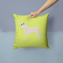 Load image into Gallery viewer, Dogo Argentino Checkerboard Green Throw Pillow - 14x14 Decorative Pillow – Art for Your Home &amp; Patio BB3867PW1414