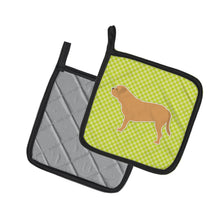 Load image into Gallery viewer, Dogue de Bordeaux Checkerboard Green Pot Holders - Set of 2 - Heat-Resistant Kitchen Essentials BB3870PTHD