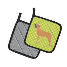 Load image into Gallery viewer, Bullmastiff Checkerboard Green Pot Holders - Set of 2 - Heat-Resistant Kitchen Essentials BB3871PTHD